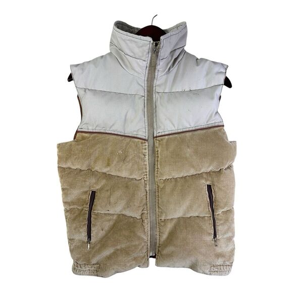 Field and Stream Other - Vintage 80s Field And Stream Puffer Vest Sz M Goose Down Beige Corduroy USA
